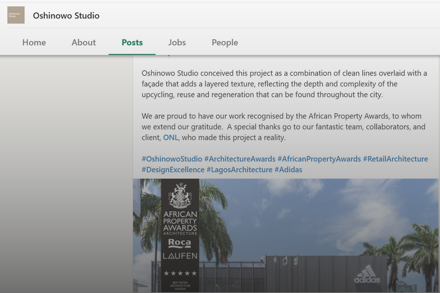 Oshinowo Studio wins African Property Awards for Best Retail Architecture Project in Nigeria