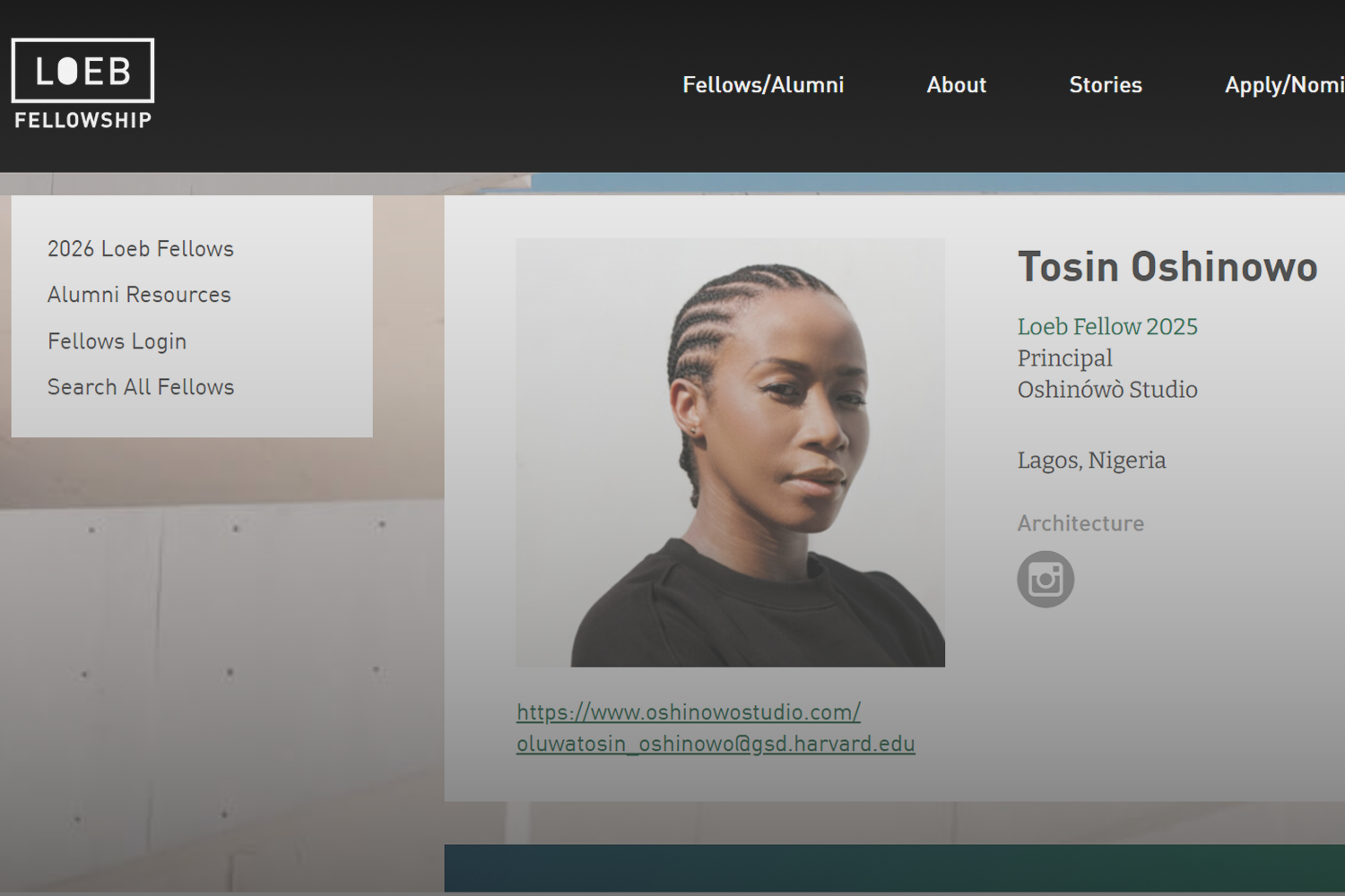 Tosin Oshinowo joins Harvard University's Loeb Fellowship Programme